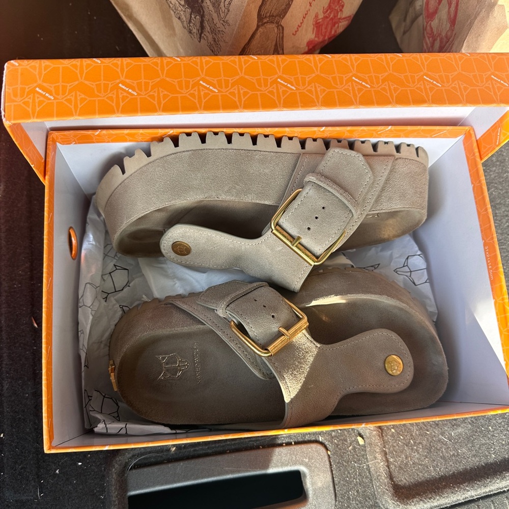 Size 8 Naked Wolfe  Vixen Taupe Suede